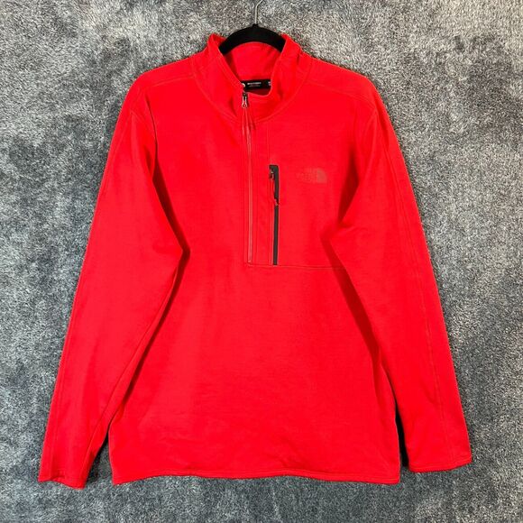The North Face 1/2 Zip Sweatshirt Mens XL Red Zip Logo Canyonlands Pullover - Picture 1 of 8
